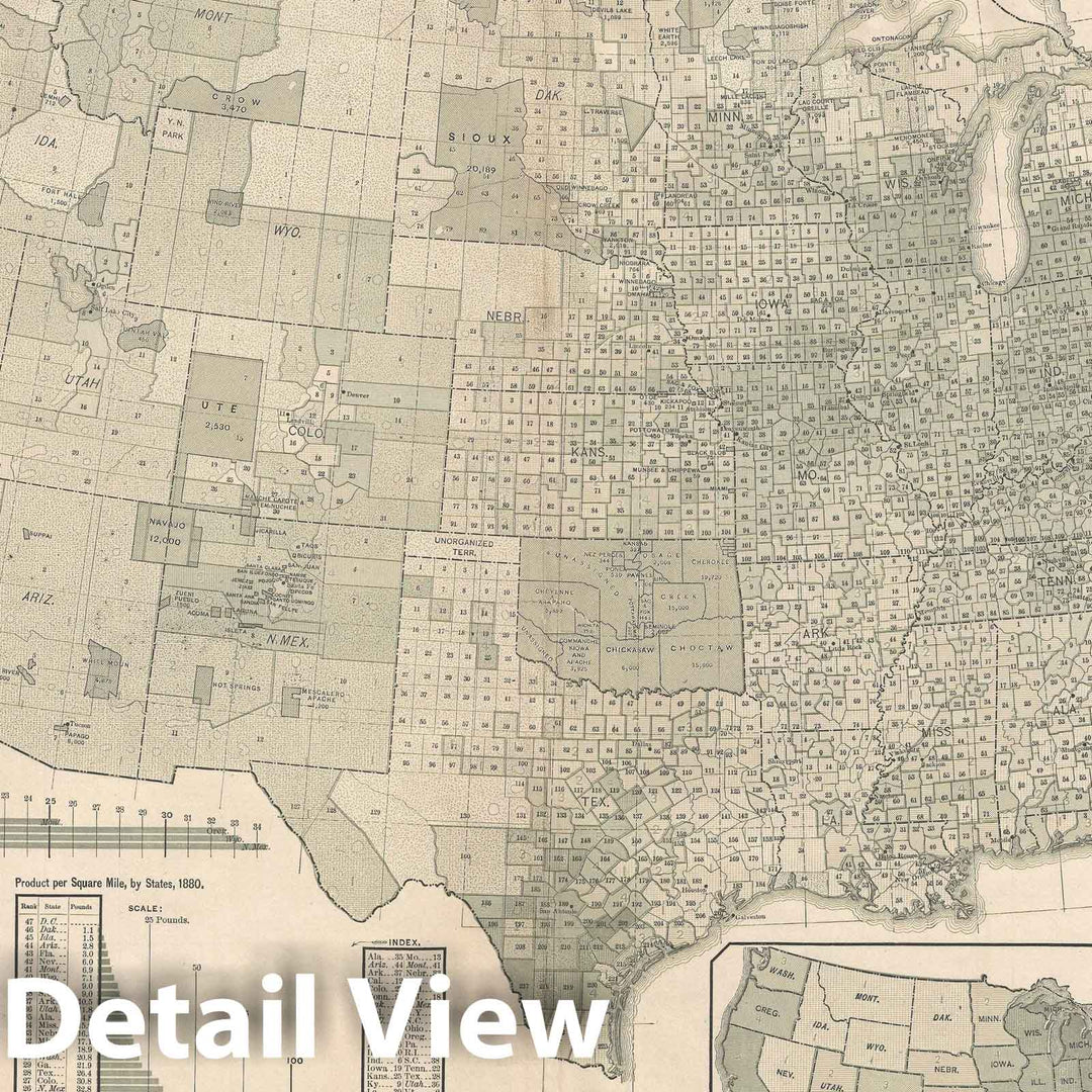 Historic Map : The United States Illustrating Wool Production, Scribner's, 1883, Vintage Wall Art