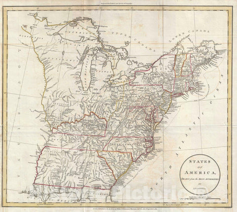 Historic Map : The United States, Russell, 1811, Vintage Wall Art