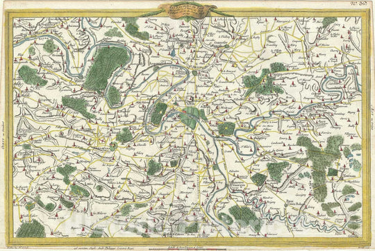 Historic Map : Paris and its Environs, France, Philippe de Pretot, 1770, Vintage Wall Art