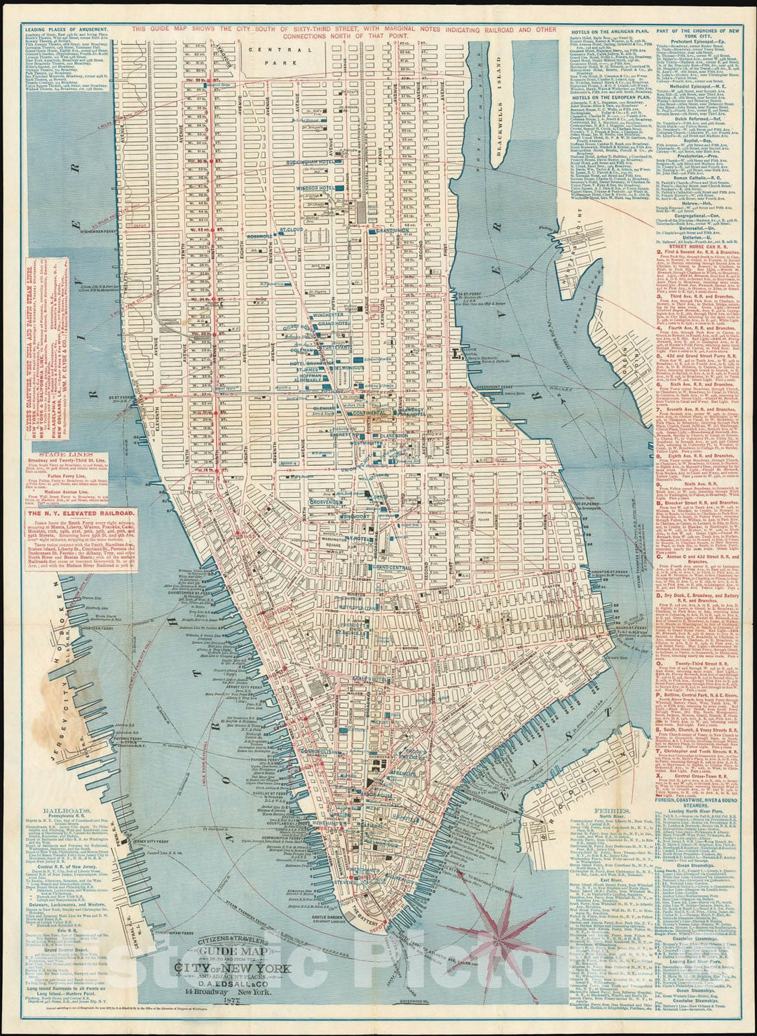 Historic Map : New York City, Edsall City, 1877, Vintage Wall Art