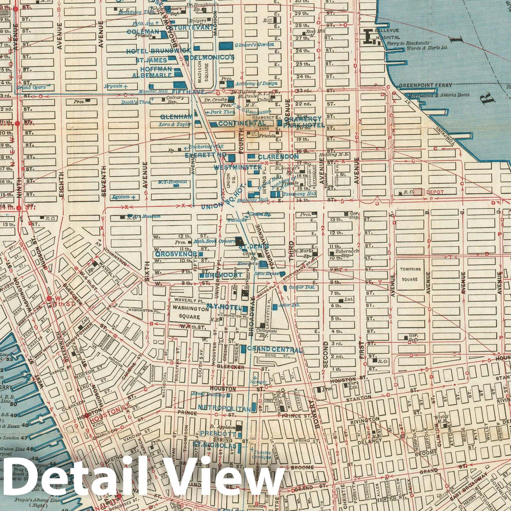 Historic Map : New York City, Edsall City, 1877, Vintage Wall Art