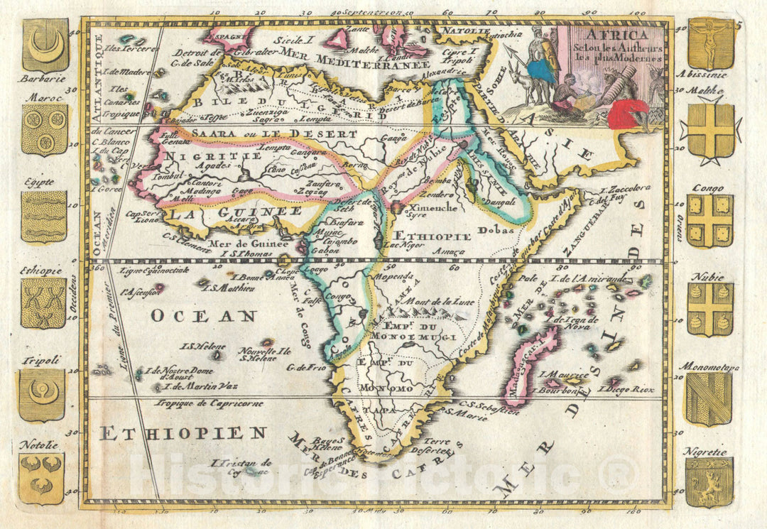 Historic Map : Africa, De La Feuille, 1710, Vintage Wall Art