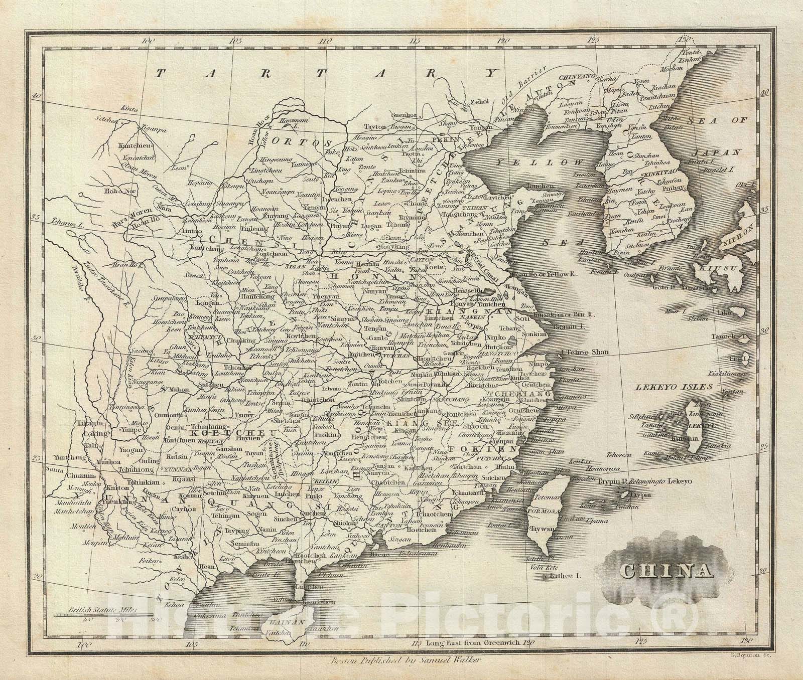 Historic Map : China "with Korea and Taiwan", Malte-Brun, 1828, Vintage Wall Art