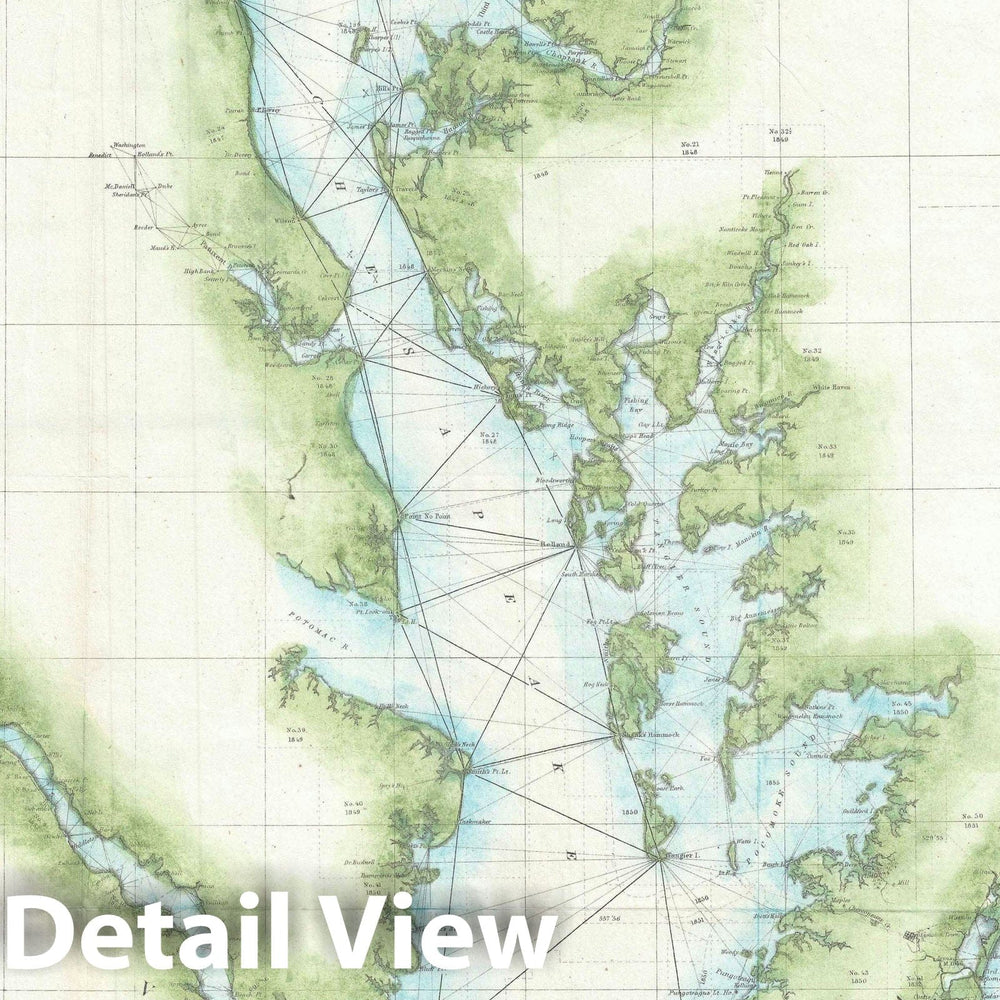 Historic Map : Chesapeake Bay and Delaware Bay, U.S. Coast Survey, 1856, Vintage Wall Art