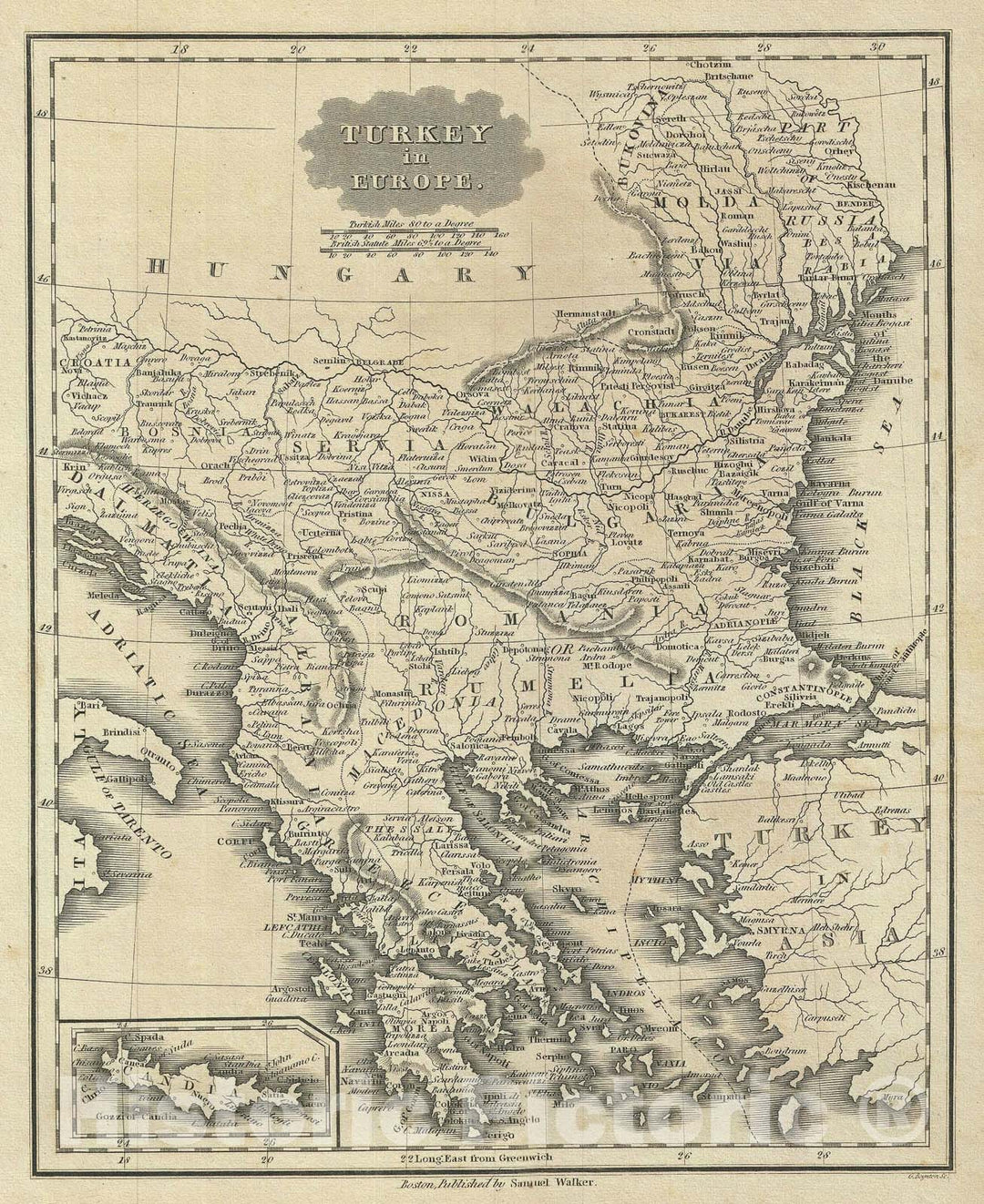 Historic Map : Turkey in Europe, Greece and The Balkans, Malte-Brun, 1828, Vintage Wall Art