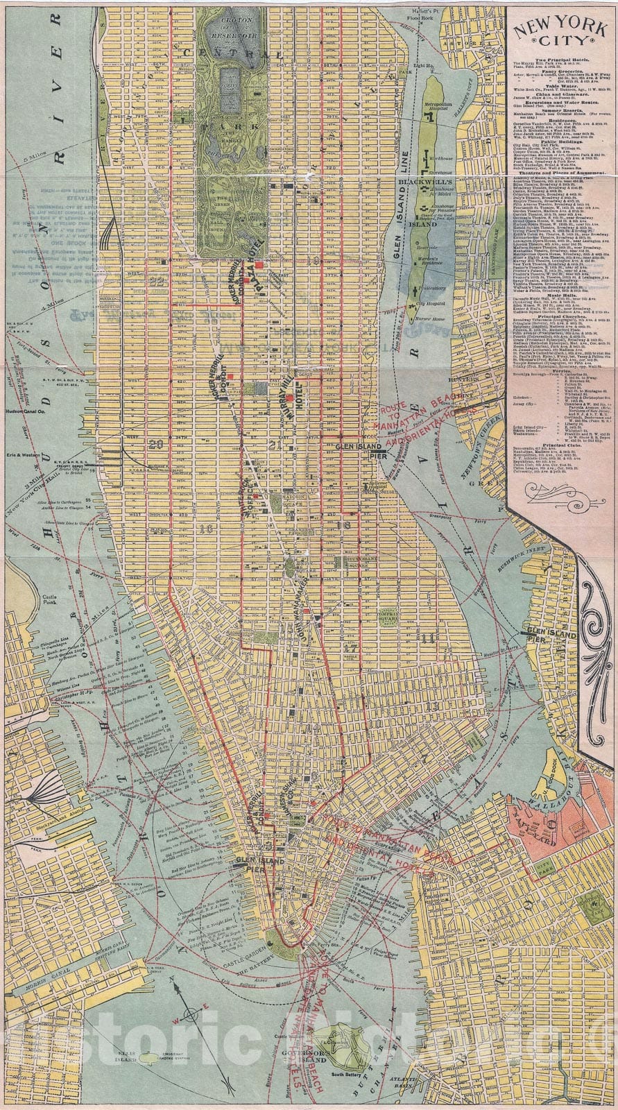 Historic Map : Plan of New York City, Walker, 1894, Vintage Wall Art