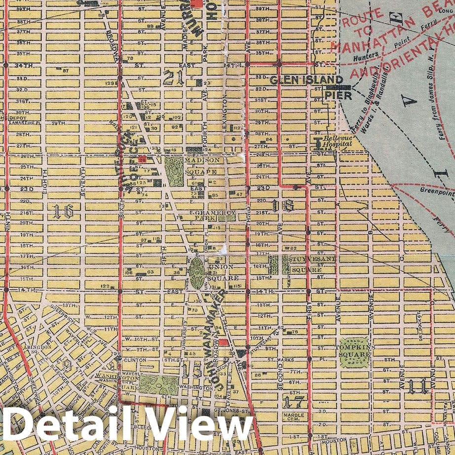 Historic Map : Plan of New York City, Walker, 1894, Vintage Wall Art