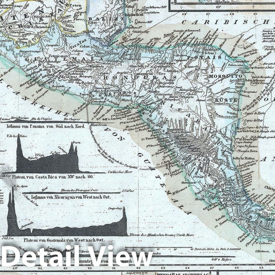 Historic Map : Central America, Meyer, 1852, Vintage Wall Art