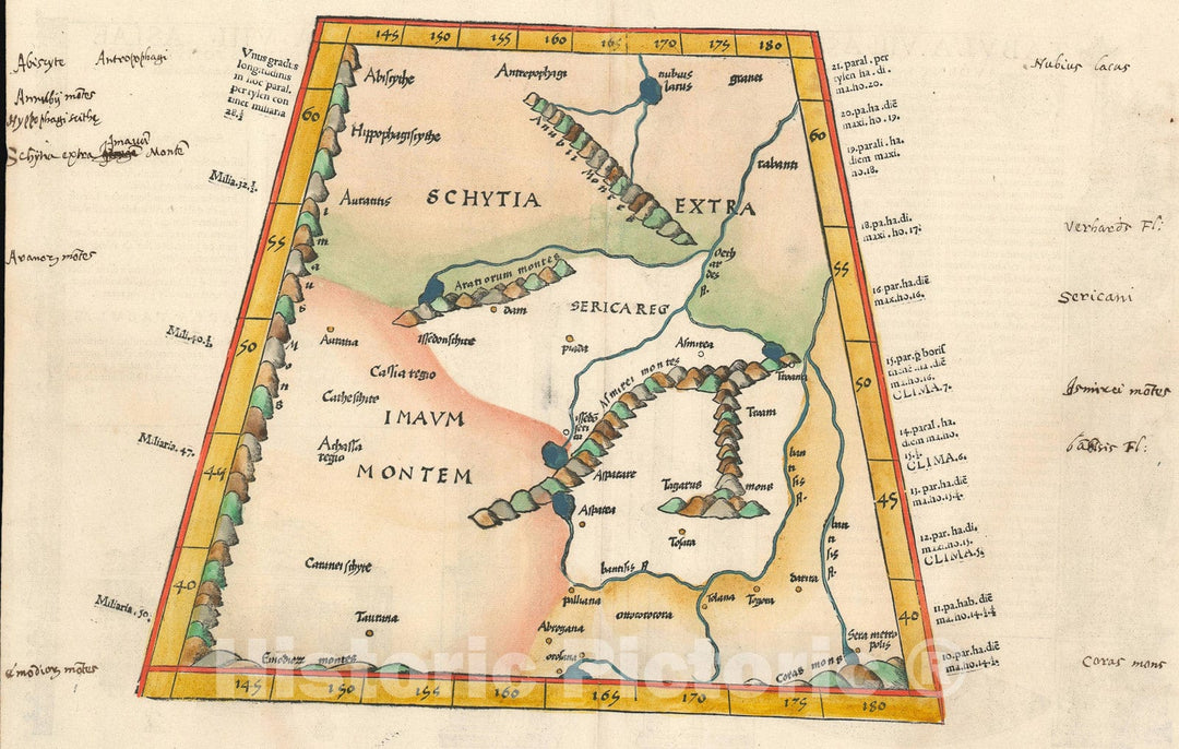 Historic Map : Central Asia North of The Himalayas, Ptolemaic, 1535, Vintage Wall Art