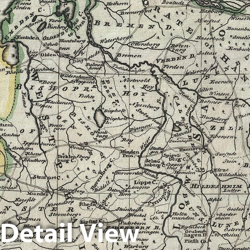 Historic Map : Northwestern Germany "Westphalia, Lower Saxony", Bowen, 1747, Vintage Wall Art