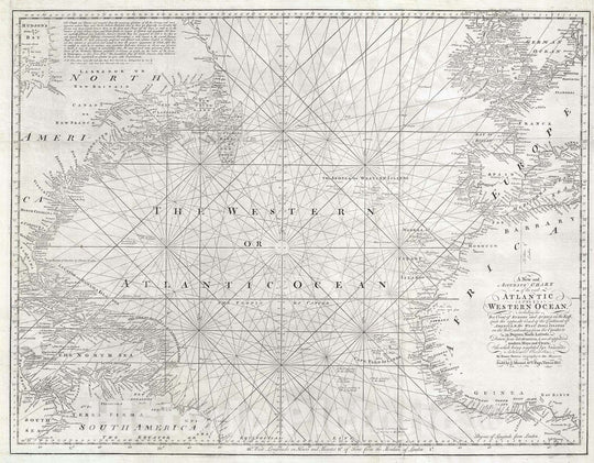 Historic Map : Nautical Chart The Atlantic Ocean, Mount and Page, 1778, Vintage Wall Art