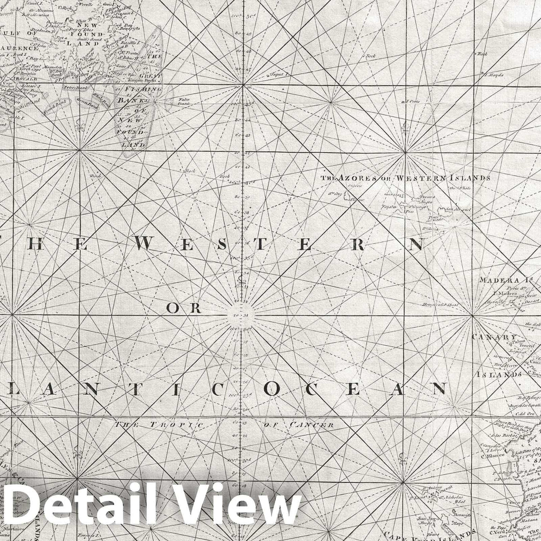 Historic Map : Nautical Chart The Atlantic Ocean, Mount and Page, 1778, Vintage Wall Art