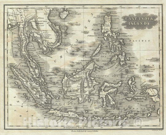 Historic Map : The East Indies "Singapore, Thailand, Borneo, Malaysia", Malte-Brun, 1828, Vintage Wall Art