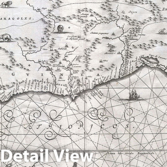 Historic Map : West Africa " Gold Coast, Slave Coast, Ivory Coast ", Ogilby, 1670, Vintage Wall Art