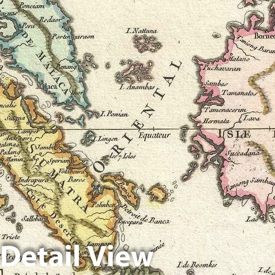 Historic Map : Singapore, Indonesia, and Malay, Vaugondy, 1749, Vintage Wall Art