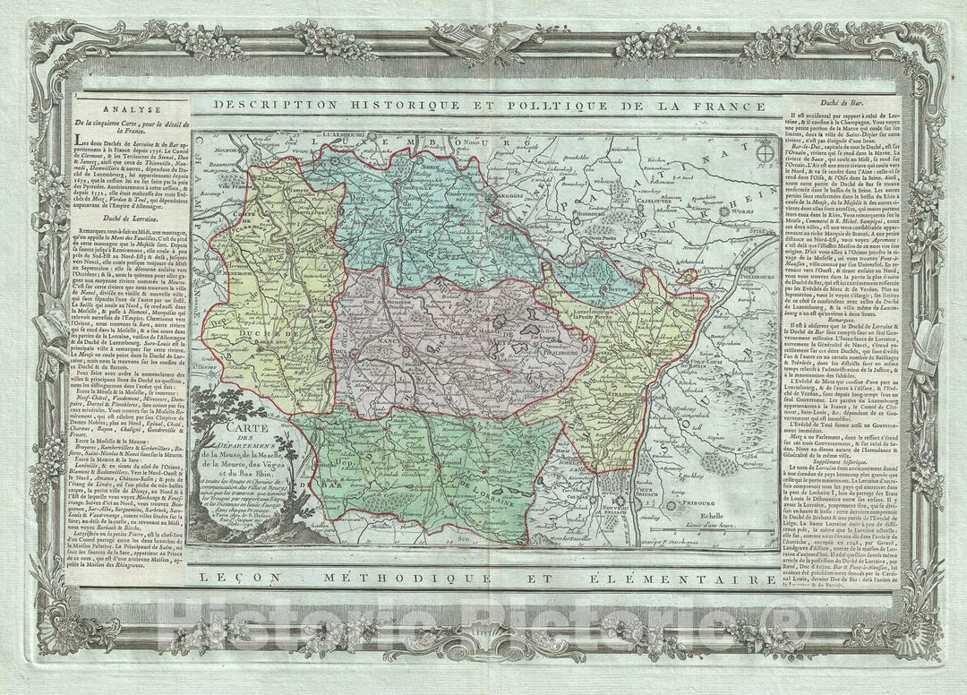 Historic Map : The Lorraine Region in France, Desnos, 1786, Vintage Wall Art