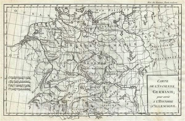 Historic Map : Ancient Germany, Delisle de Sales, 1782, Vintage Wall Art