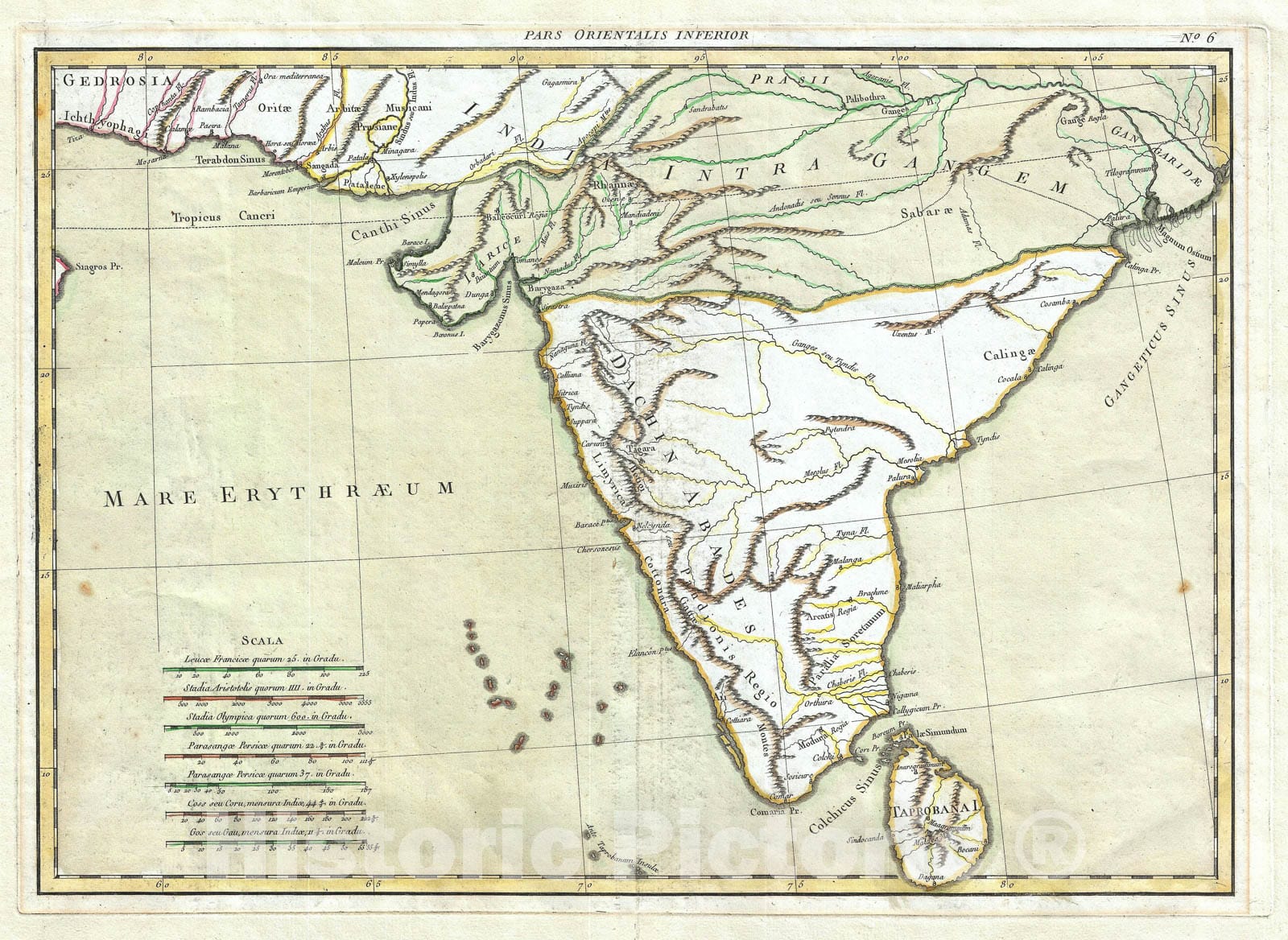 Historic Map : India in Antiquity, Janvier, 1750, Vintage Wall Art