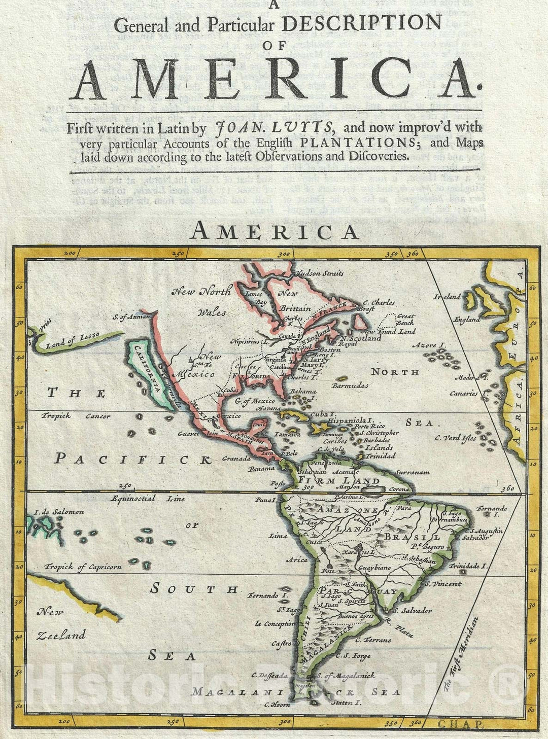 Historic Map : North America and South America, Moll, 1701, Vintage Wall Art