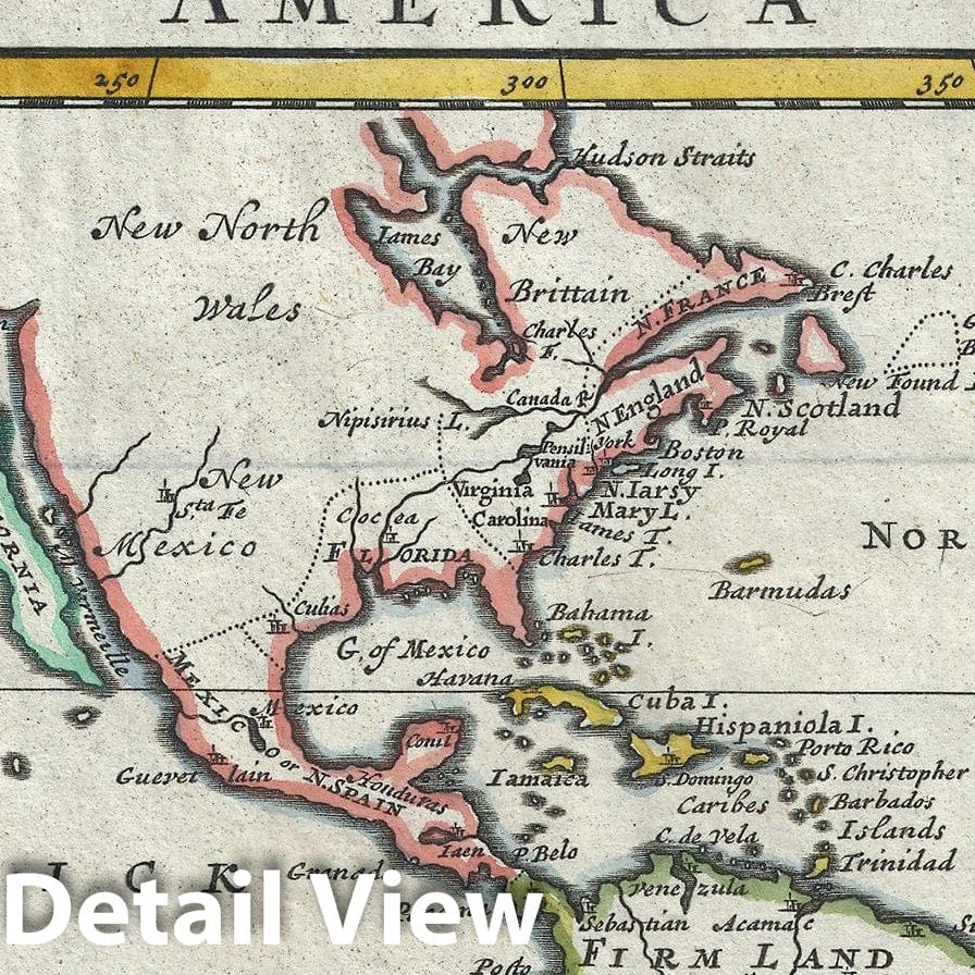 Historic Map : North America and South America, Moll, 1701, Vintage Wall Art