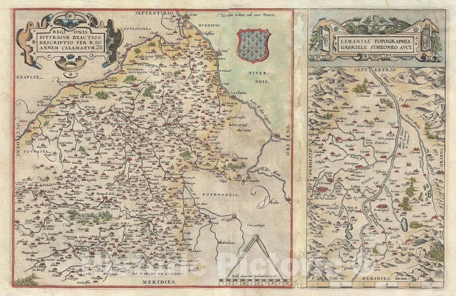 Historic Map : Berry and The Allier River Valley, Ortelius, 1579, Vintage Wall Art