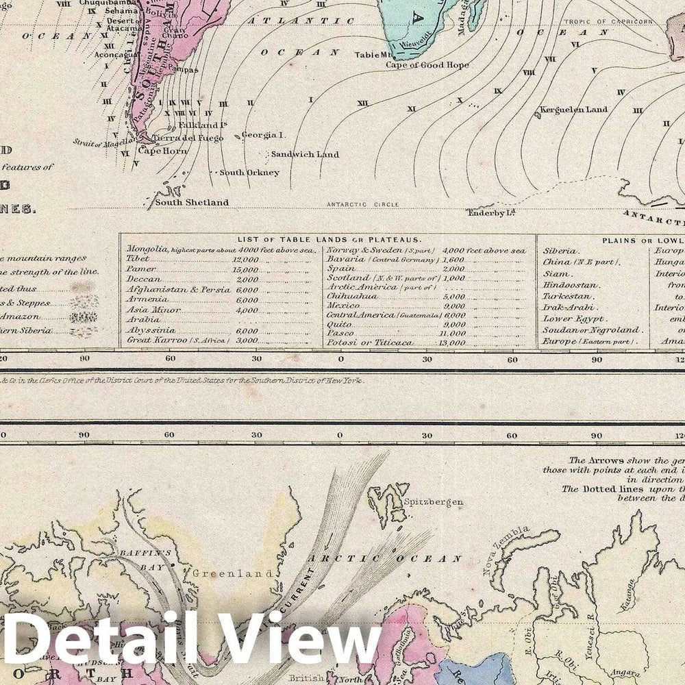 Historic Map : World Ocean Currents and Co-Tidal Lines, Colton, 1857, Vintage Wall Art