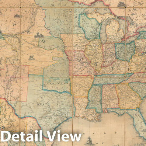 Historic Map : The United States, Colton Case, 1853, Vintage Wall Art