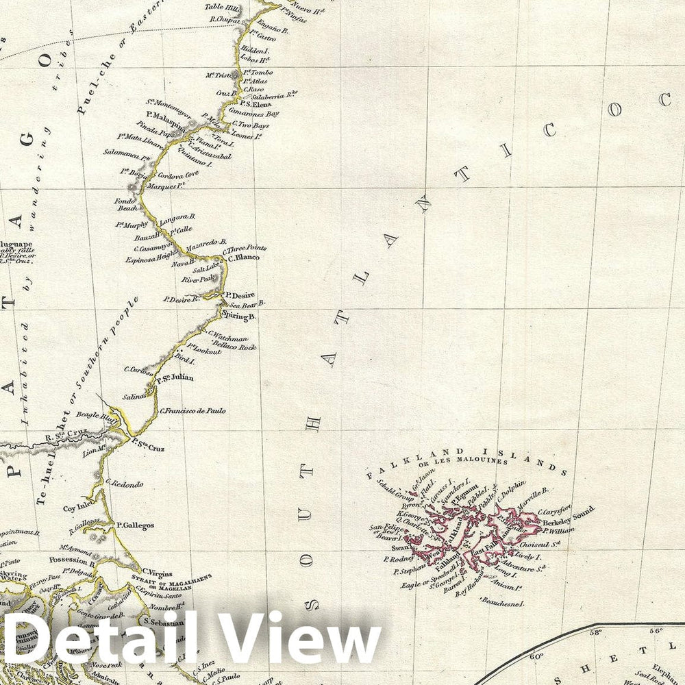 Historic Map : Patagonia "Argentina and Chile", S.D.U.K., 1838, Vintage Wall Art