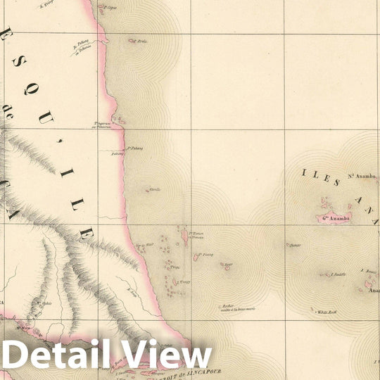 Historic Map : The Straits of Malacca and Singapore, Vandermaelen, 1827, Vintage Wall Art