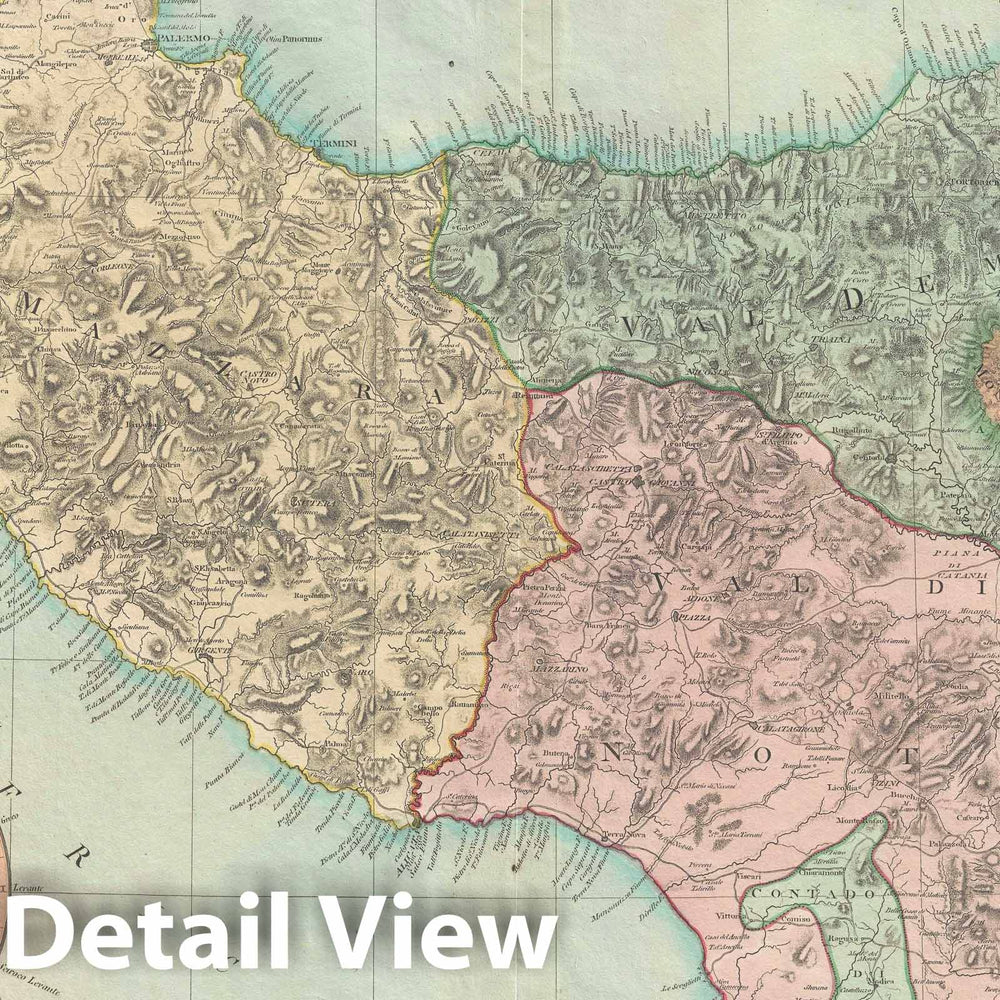 Historic Map : Sicily, Mylne and Laurie and Whittle, 1799, Vintage Wall Art