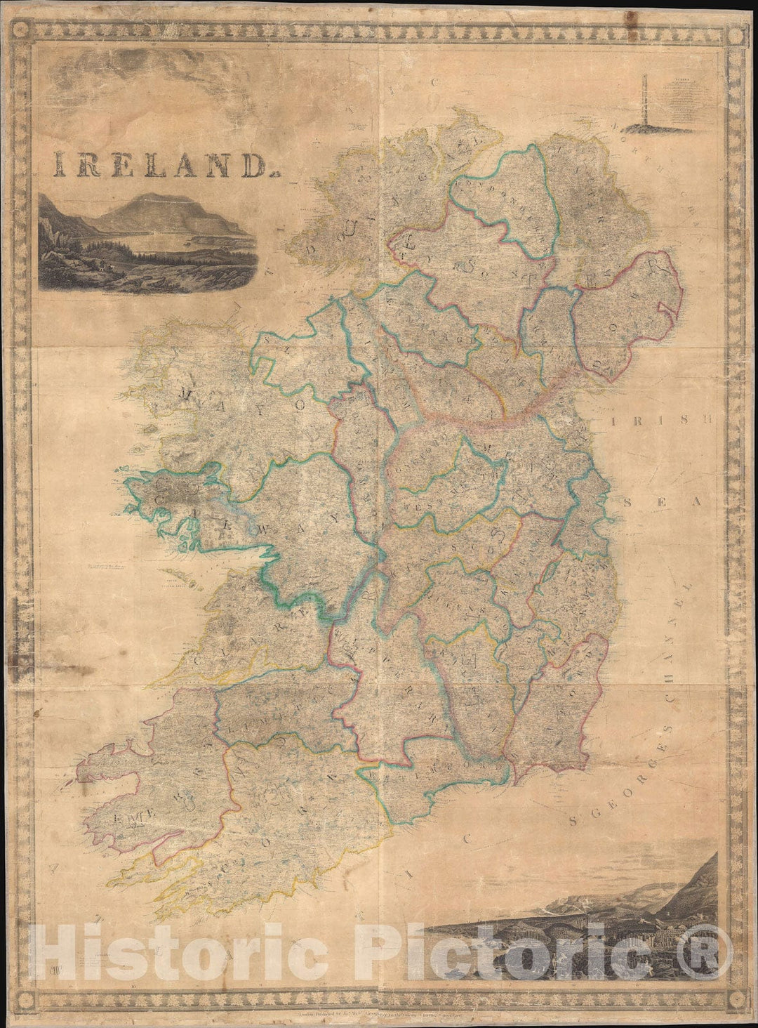 Historic Map : Ireland, Wyld, 1846, Vintage Wall Art