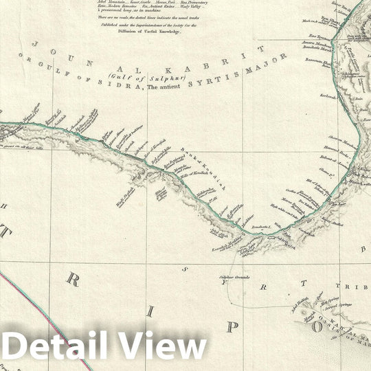 Historic Map : Tripoli, Libya on The Barbary Coast, Northern Africa, S.D.U.K., 1837, Vintage Wall Art