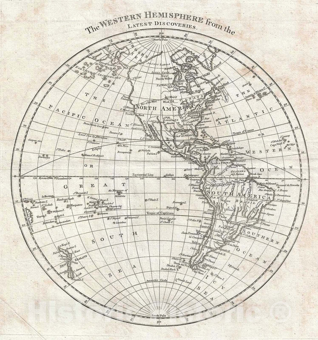 Historic Map : The Western Hemisphere, 1782, Vintage Wall Art