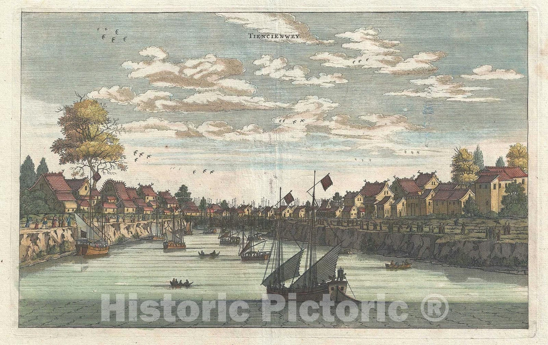 Historic Map : Tientsin or Tianjin, China, Van Der Aa or of, 1670, Vintage Wall Art