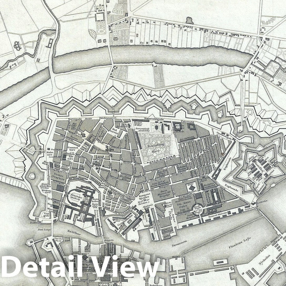 Historic Map : Plan of Copenhagen, Denmark, S.D.U.K., 1837, Vintage Wall Art