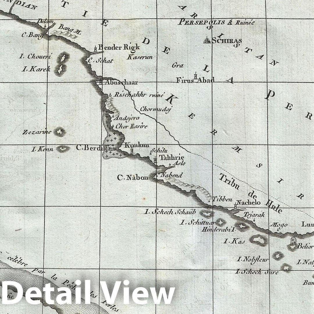 Historic Map : The Persian Gulf: Bahrain, Emirates, Dubai, Iran, Delisle de Sales, 1770, Vintage Wall Art