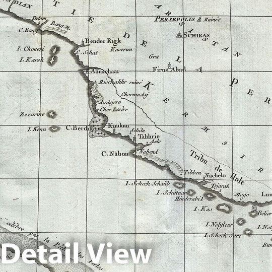 Historic Map : The Persian Gulf: Bahrain, Emirates, Dubai, Iran, Delisle de Sales, 1770, Vintage Wall Art