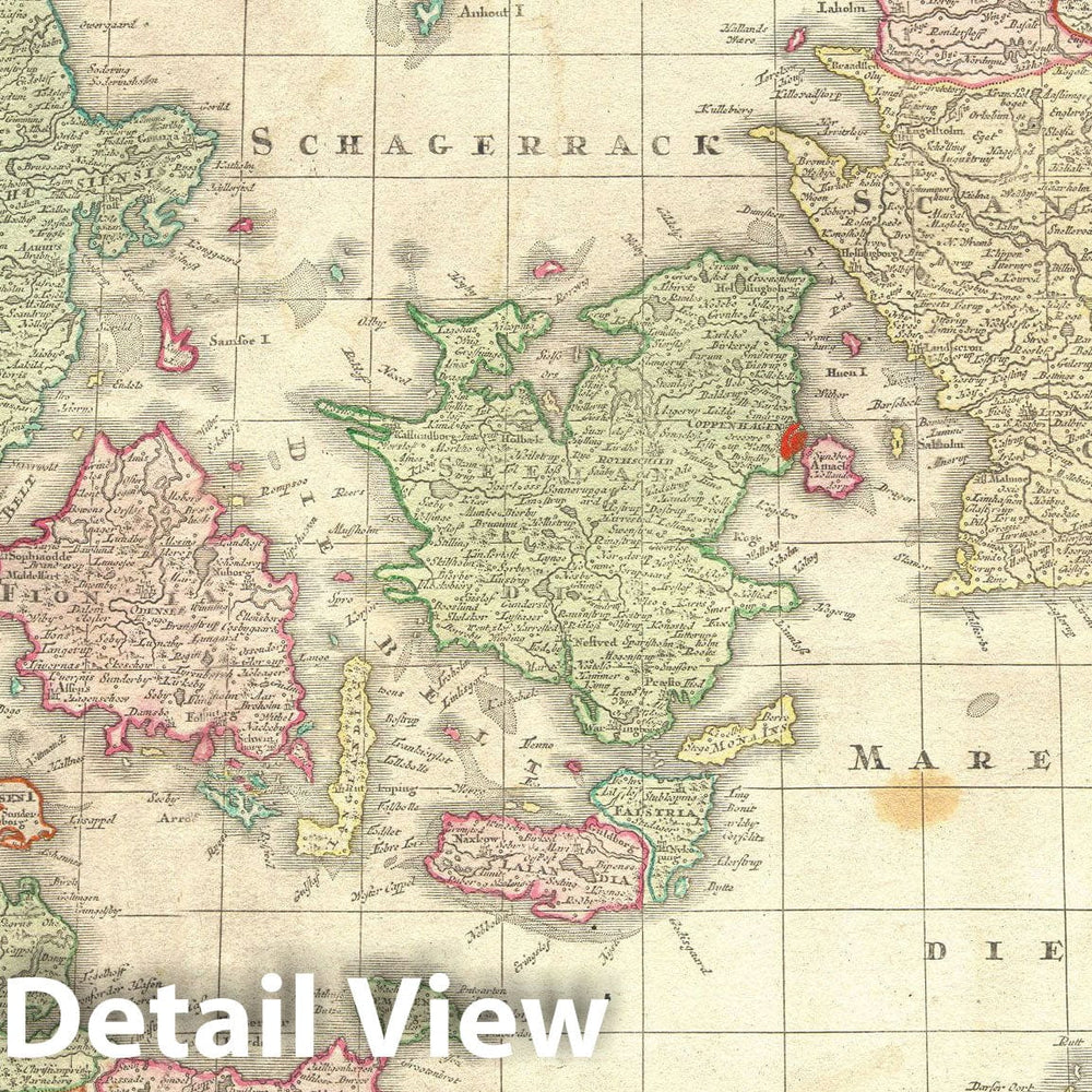 Historic Map : Denmark 'Daniae Regnum', Lotter, 1770, Vintage Wall Art