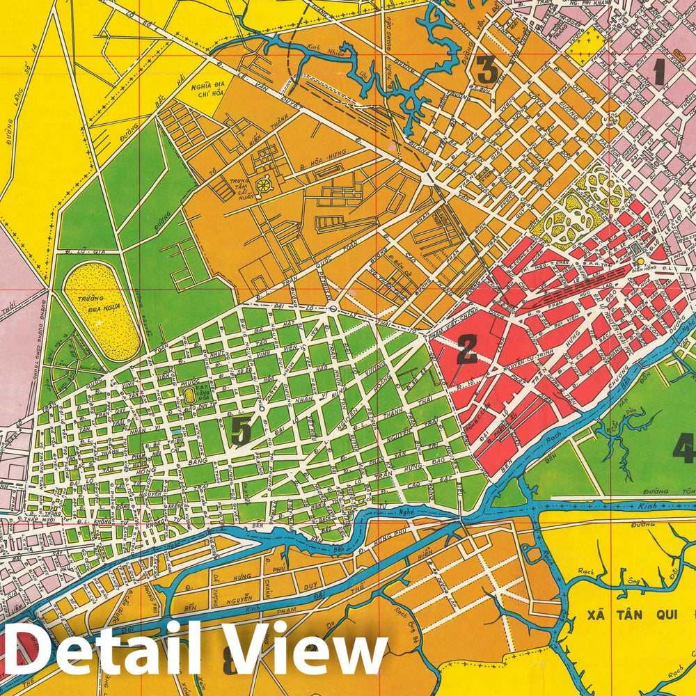 Historic Map : Plan of Saigon, South Vietnam, Thang, 1966, Vintage Wall Art