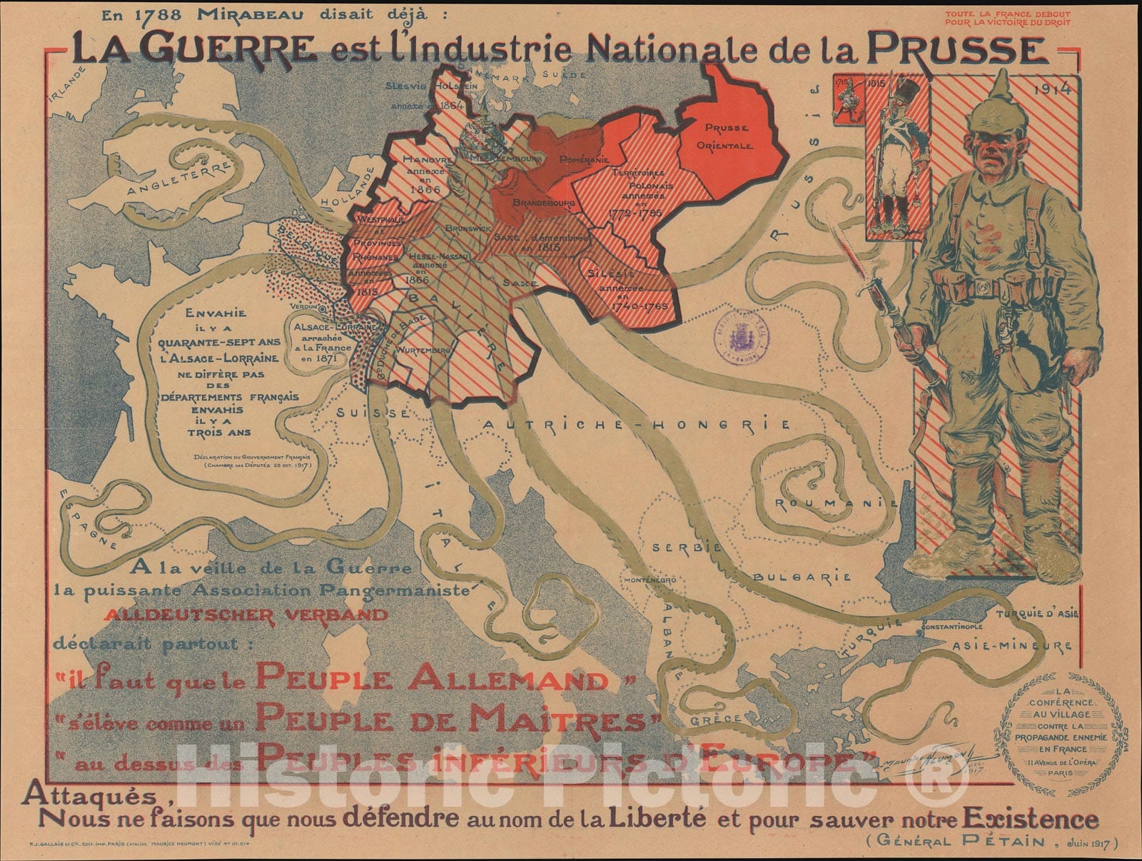 Historic Map : Europe During World War I, Neumont, 1917, Vintage Wall Art