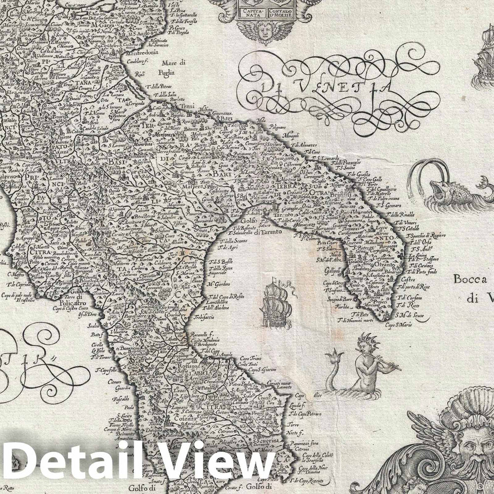 Historic Map : Southern Italy, Magini, 1620 v1, Vintage Wall Art