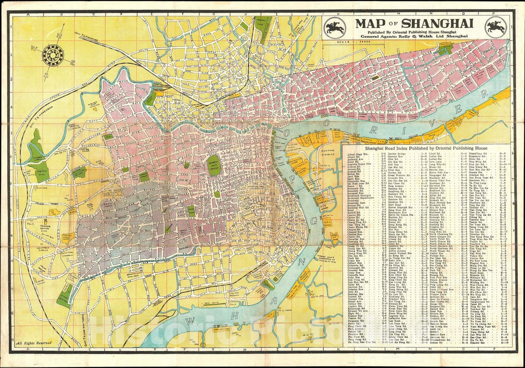 Historic Map : Shanghai, China, Kelly and Walsh, 1946, Vintage Wall Art