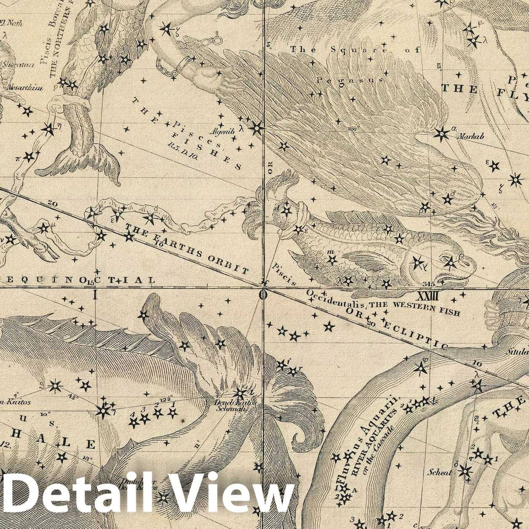 Historic Map : The Constellations or Stars in October, November and December, Burritt - Huntington, 1856, Vintage Wall Art