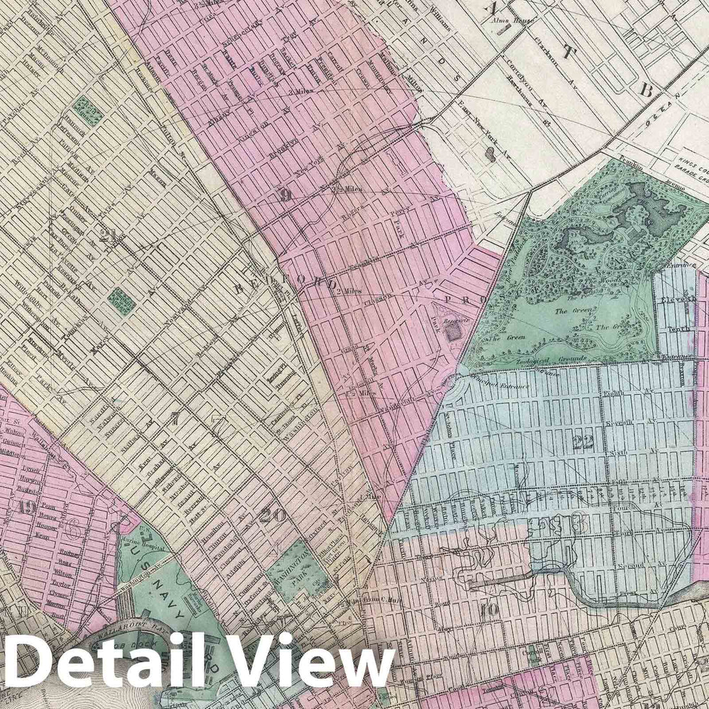 Historic Map : Plan of Brooklyn, New York City, Beers, 1873, Vintage Wall Art