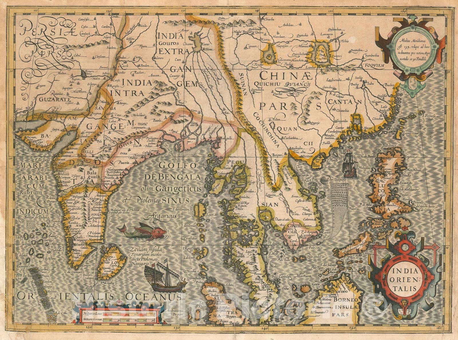 Historic Map : India, Southeast Asia and The Philippines, Jodocus Hondius, 1611, Vintage Wall Art