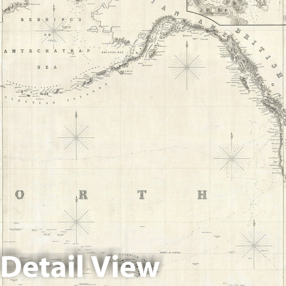 Historic Map : Nautical Chart North Pacific "w/ East Asia and West America", Imray, 1849, Vintage Wall Art