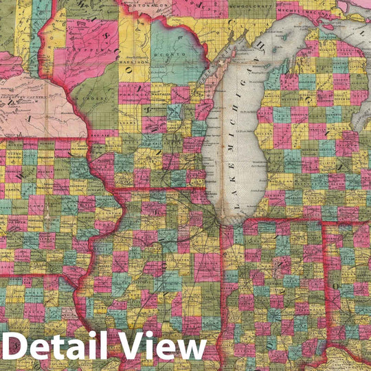 Historic Map : Ohio, Michigan, Illinois, Indiana, Wisconsin, Iowa, Missouri, and Minnesota, Atwood, 1853, Vintage Wall Art