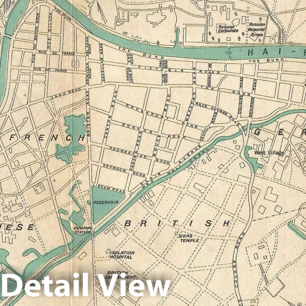 Historic Map : Plan of Tianjin, China, 1921, Vintage Wall Art