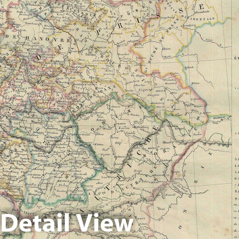 Historic Map : Germany, Malte-Brun, 1835, Vintage Wall Art