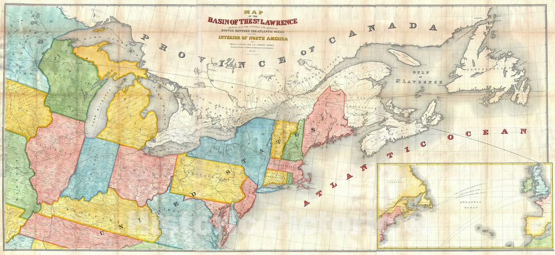 Historic Map : The Great Lakes and St. Lawrence Basin, Andrews, 1853, Vintage Wall Art